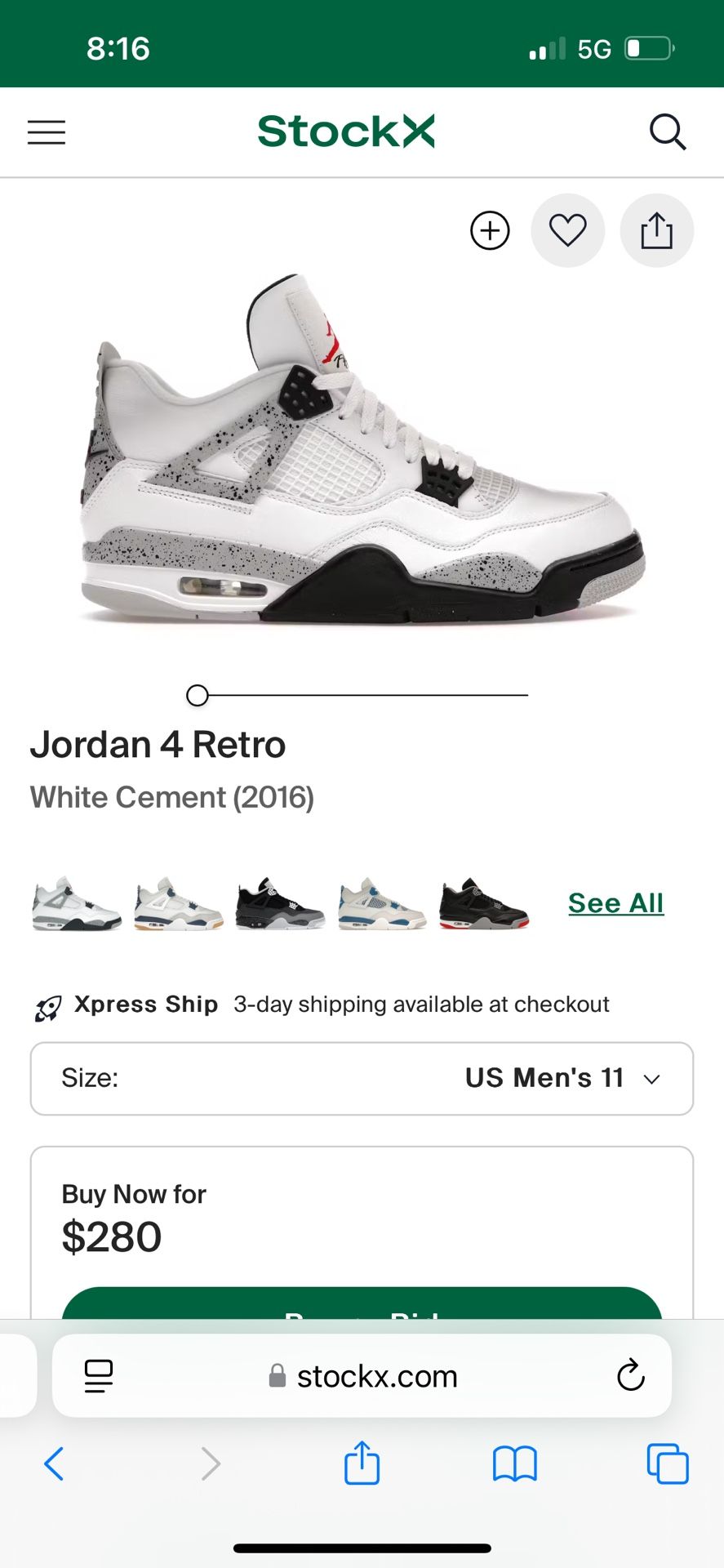 Air Jordan 4 Size 11 DS