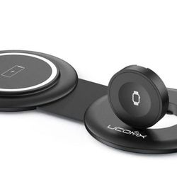 Nano Mini Magnetic 2 in 1 Wireless Charger,Fellow Traveler Wireless Fold Charging Station,Compatible for iPhone 12/13/14 Series,AirPods Pro,iWatch,Tra