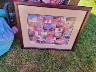 Framed Watercolor Village Art Print