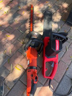 Black & Decker Hedge Trimmer + Craftsman Electric Chainsaw – $95