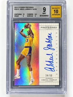 Kareem Abdul-Jabbar 2014-15 Panini Preferred Auto /50 BGS 9 Auto10