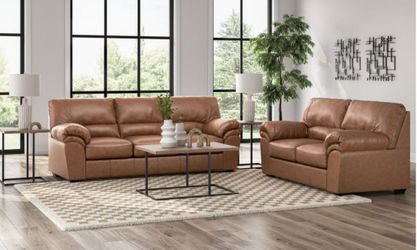 New special Ashley WillowBend Caramel 2pc sofa loveseat living room special