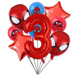 Cartoon Heroes Spider 3rd Birthday Decorations - 32inch Number 3 Balloon