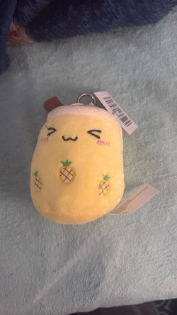 Pineapple boba keychain plush