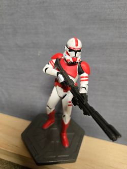 Star Wars Clone Trooper red figure on display stand