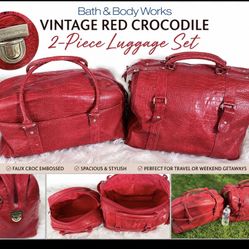 Vintage Bath & Body Works Red Faux Croc 2-Piece Luggage Set – Y2K
