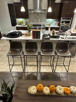 🪑GREAT DEAL - Set of 4 Leather Riparian Counter Stools (Artifact Homes)