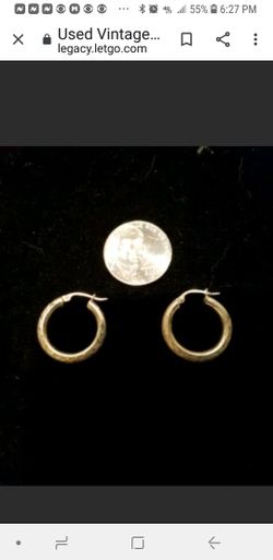 Vintage FAS .925 Diamond Cut Hoop Earrings