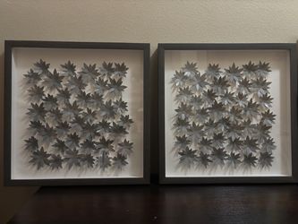 3D Flower Shadow Box Wall Art Set of 2