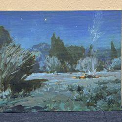 TAYLOR LYNDE (1970-) 2025 Western Painting "In For The Night" Listed Montana