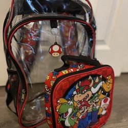  Mario Backpack with Matching Lunch Bag LIKE NEW