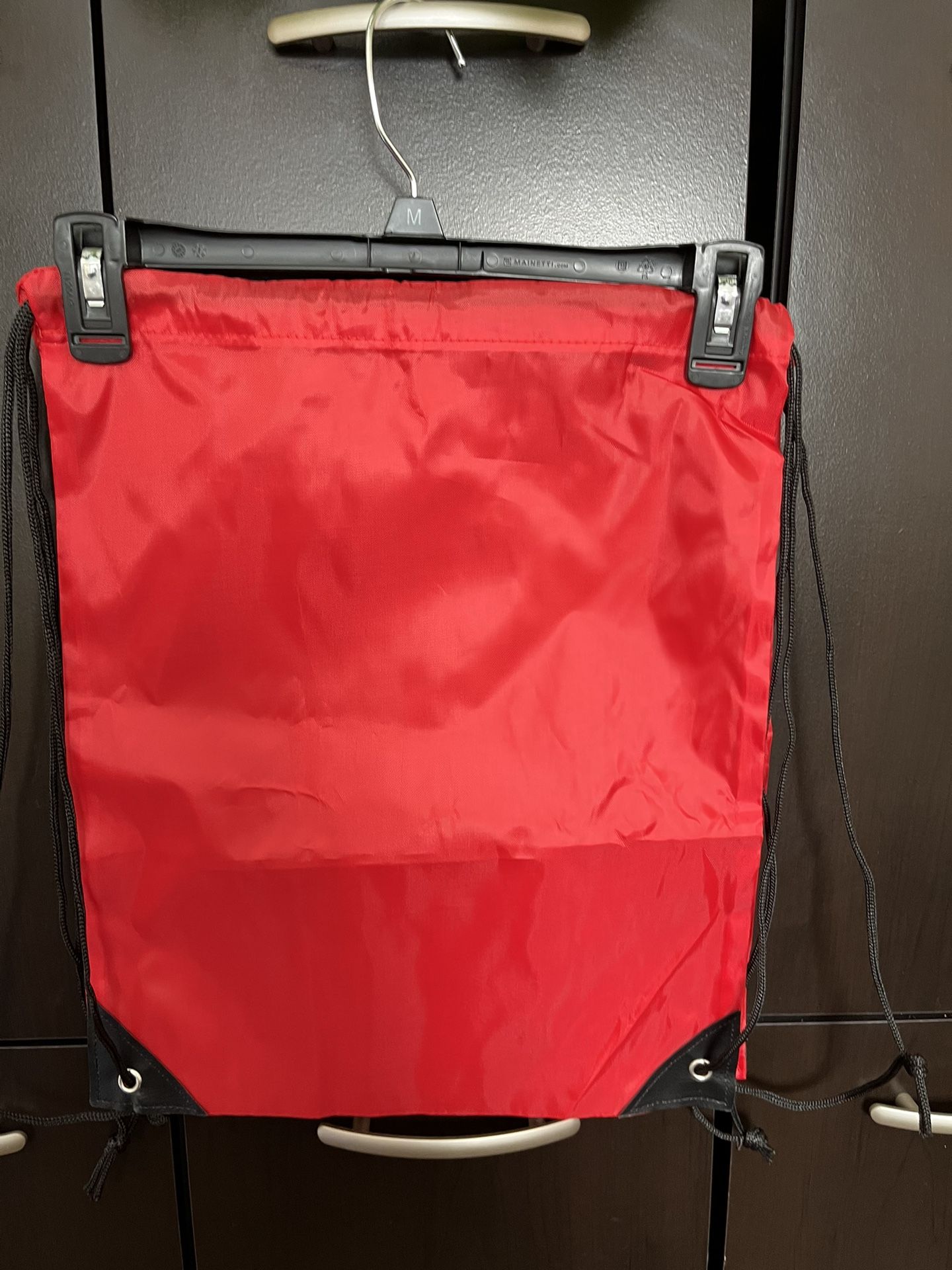 Backpack Vinyl Drawstring Red Reinforced Ends Plain New Bundle Of 14