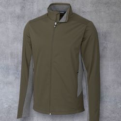 Cutter & Buck Navigate Softshell Full-Zip Jacket Dark Green Gray Men’s Lrg Pelican Hill Golf Course 
