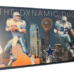 Vintage NFL poster 1994 Dallas Cowboys the dynamic duo  Troy Aikman and Emmitt Smith Poster frame