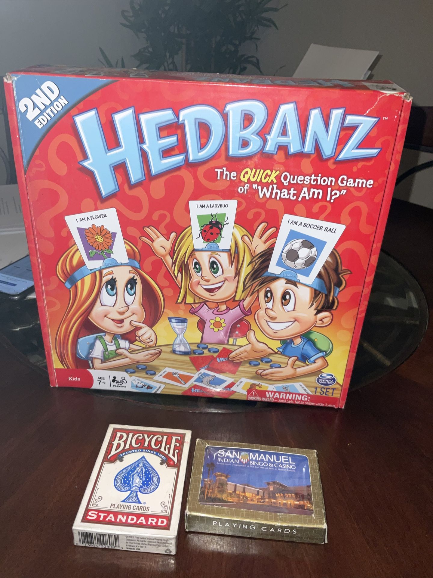 HEADBANZ Game for Kids - All Pieces EUC, Plus Two Playing Cards New