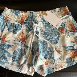 Roxy women’s small shirts, blue palm,surfer beach summer, nwt