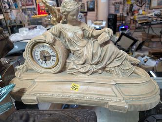 Vintage Parisian Robed Goddess Mantel Clock Classical Roman Numeral Home Decor