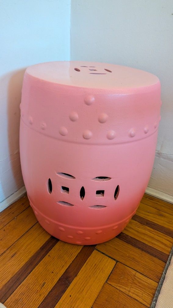 Pink Ceramic Garden Stool