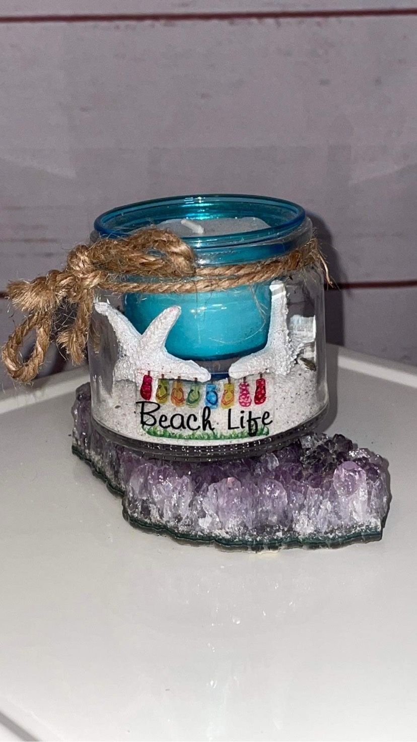 Beach life votive candle and holder Koppe & Co