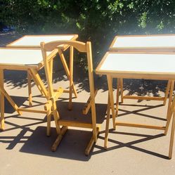 4 foldable dinner tv trays with stand