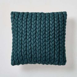 New with Tags 20”x20” West Elm Braided Jersey Pillow Cover Teal