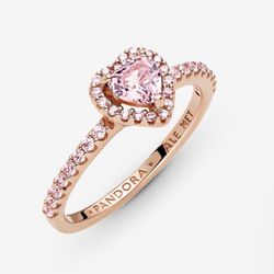 Sparkling Elevated Heart Ring 14k Rose Gold (Size 5)