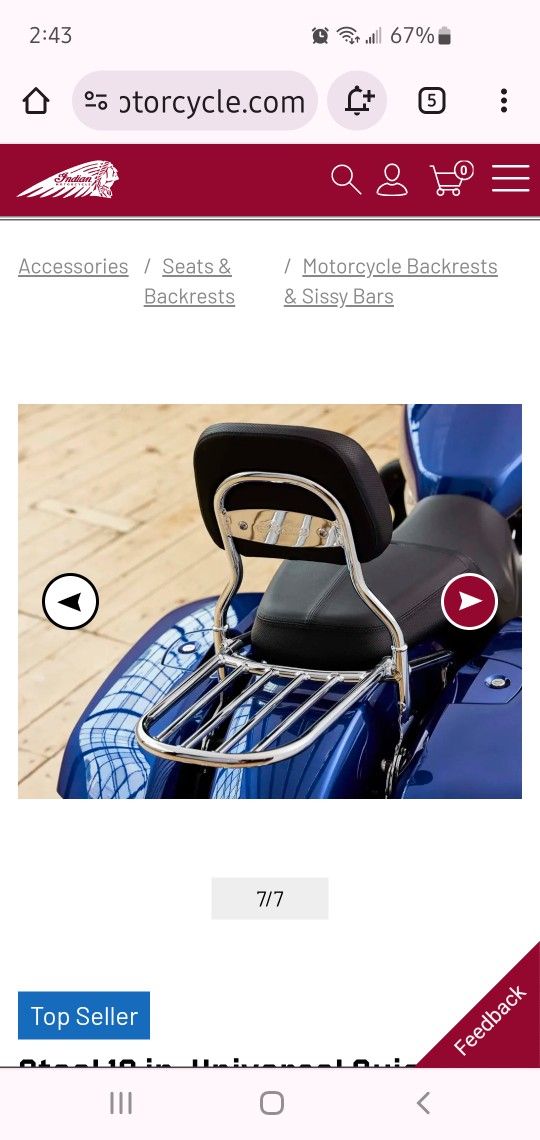 Indian Quick Release Passenger Backrest
