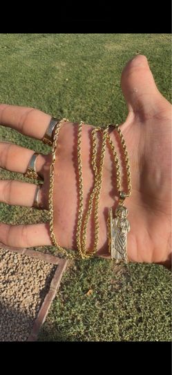 10kt gold San Judas rope chain set 🔥