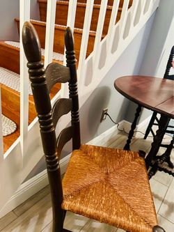 Antique Wood Chair with Rush Seat