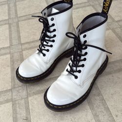 Dr. Martens White Leather Boots