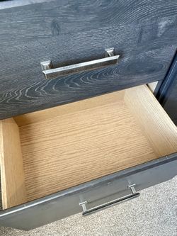 Modern 2-Drawer Nightstand / Bedside Table – Dark Gray Wood