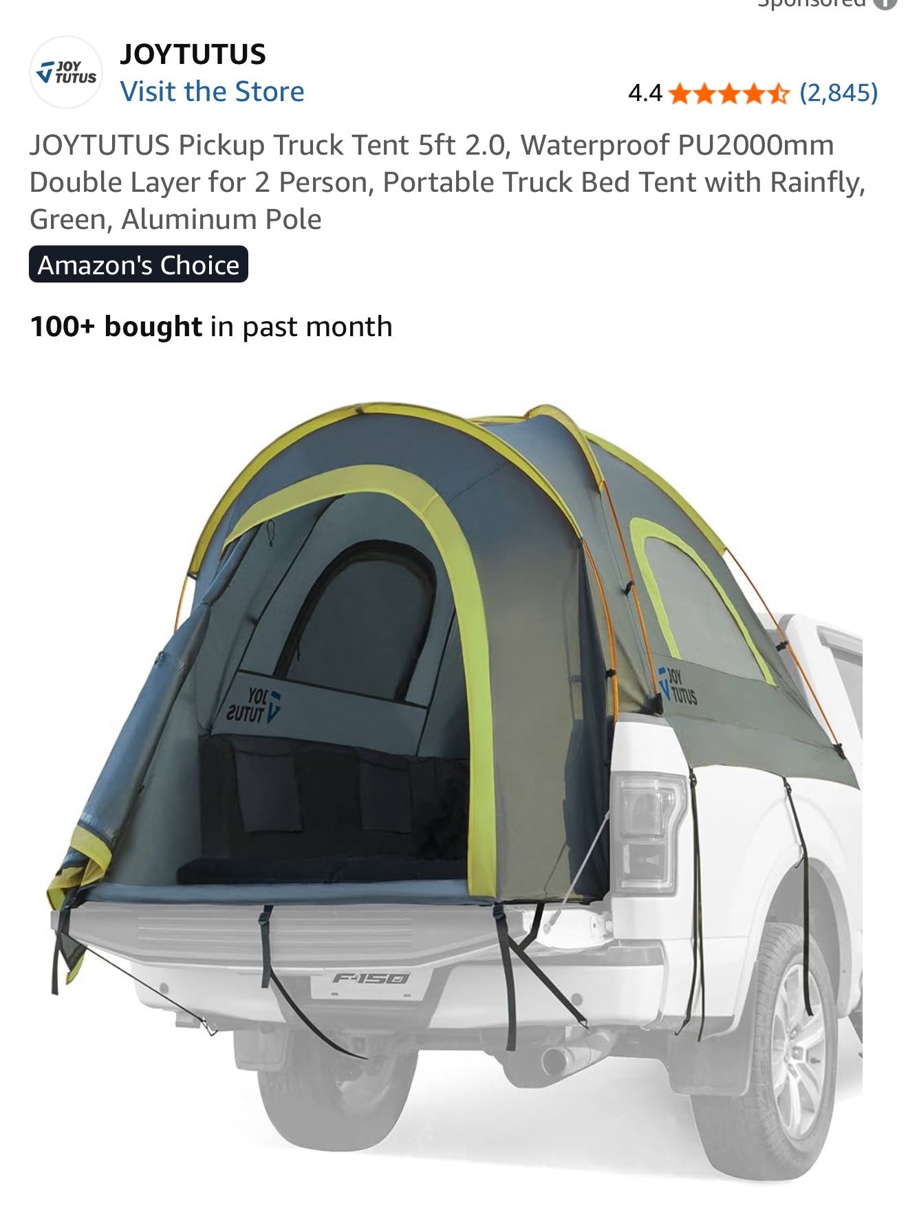 Joytutus Pickup Truck Tent 5 Ft 2.0 Waterproof