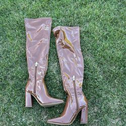 JLo Dorice Brown Knee High Boots, Size 8