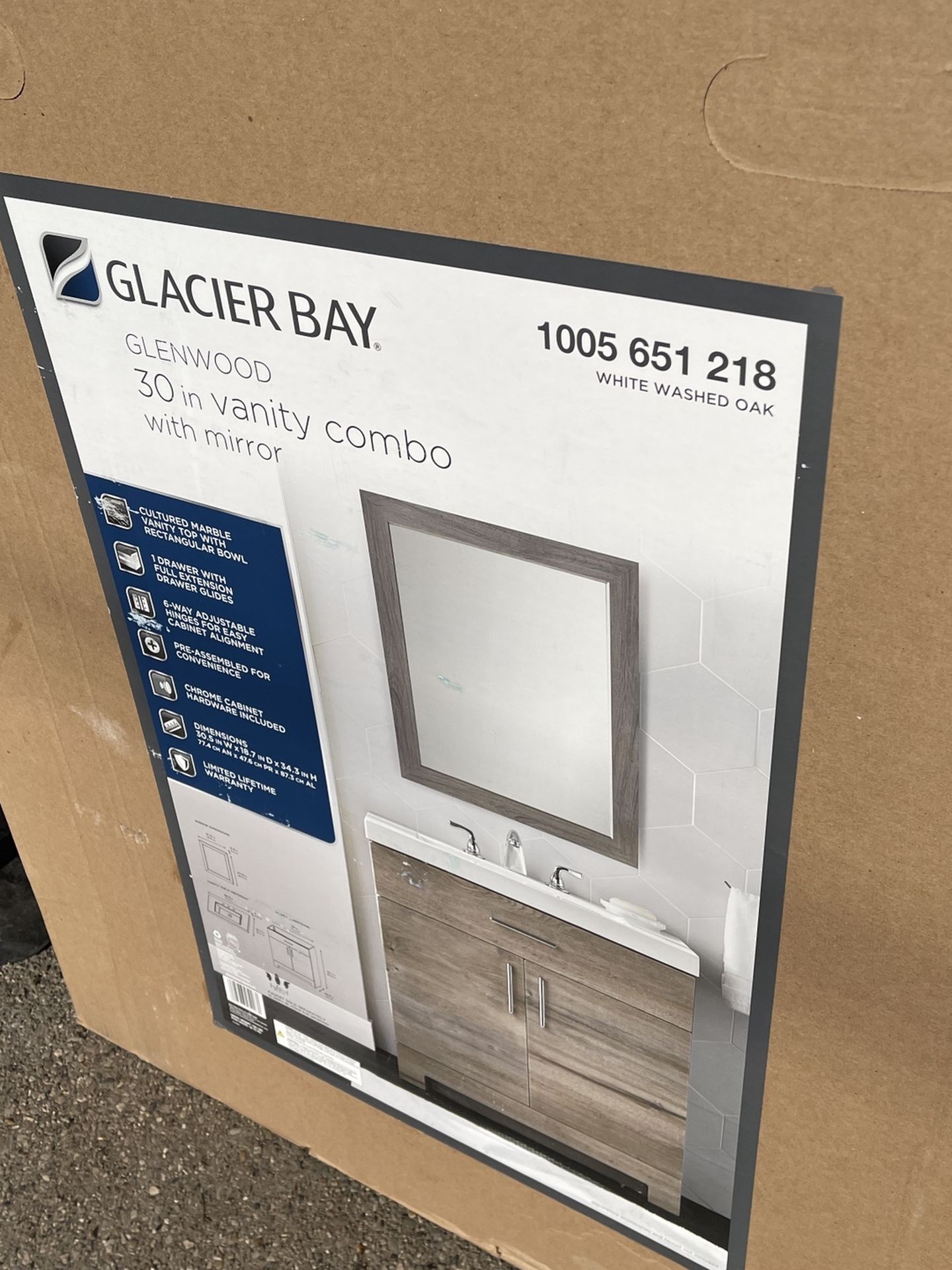 Glenwood 30 in. W x 18.75in. D Vanity in White Washed Oak