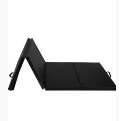 SKONYON 4 Feet × 10 Feet Thick Folding Panel Gymnastics Mat-Black