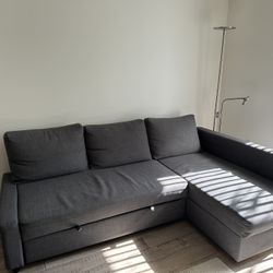 Sleeper sectional,3 seat W/Storage,Dark grey