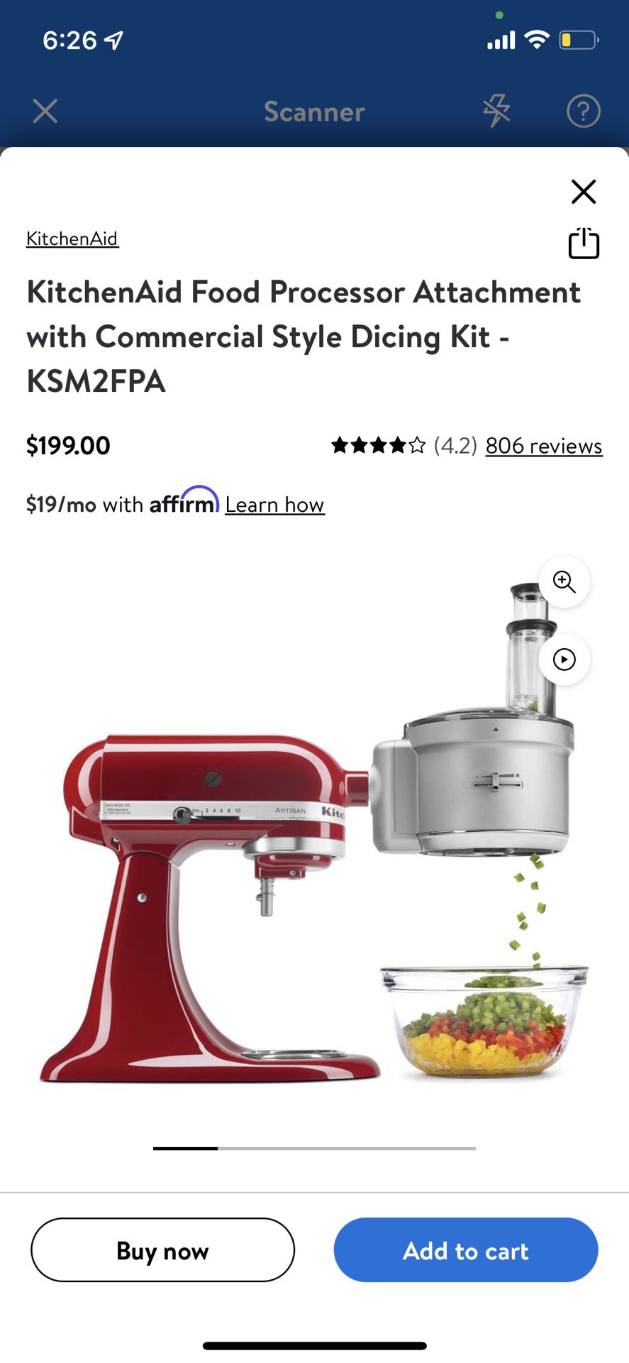 KitchenAid KSM2FPA Food Processor Attachment and Dicing Kit, Silver for  Sale in Lincoln Acres, CA - OfferUp