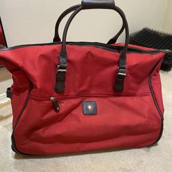 Victorinox swiss army travel rolling duffle bag  Leather Trim Like New 