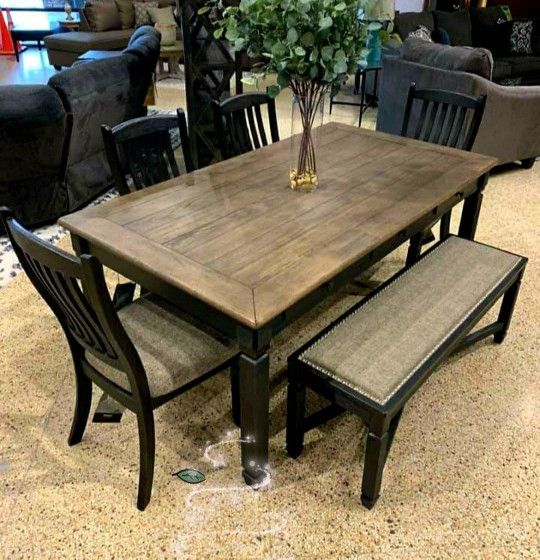 Tyler Creek Black/Gray Dining Room Set🪑5 Piece Price!! (Table+4 Chairs)🏡