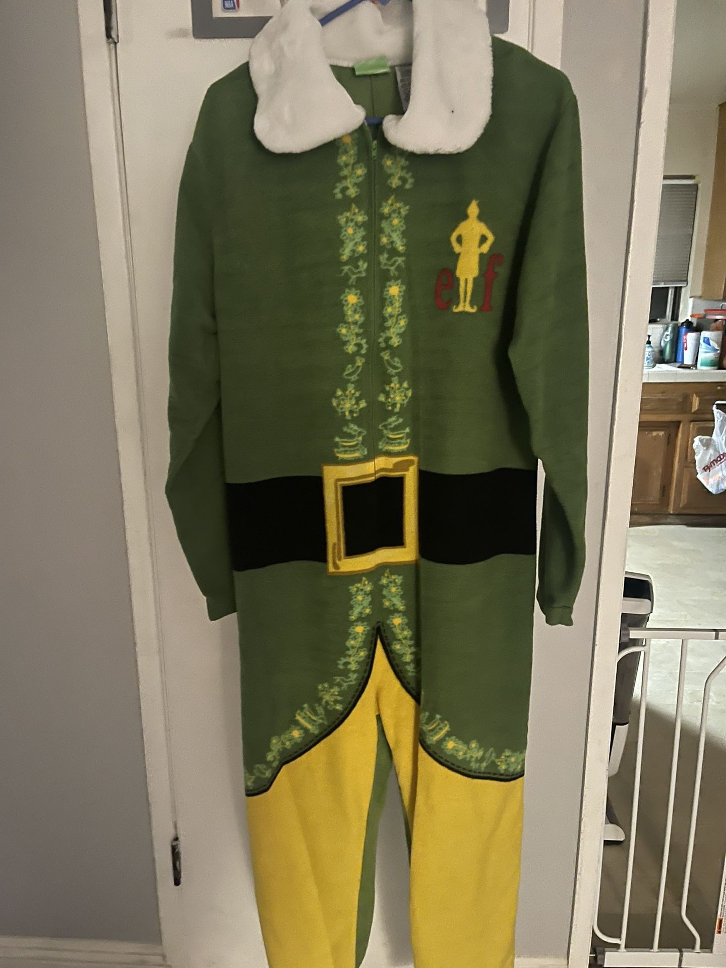 Men’s Elf Onesie Pajamas With Hat Medium