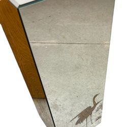 Hollywood Regency Mirrored Pedestal With Etched Motifs