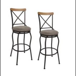 Cheyenne Products Oil Rubbed Bronze 24-in H Adjustable height Upholstered Swivel Metal Bar Stools