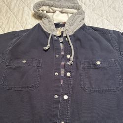 Duluth Trading Men's Fire Hose Flannel Lined Jacket-Size Medium-Hooded Very Good Condition-Unisex