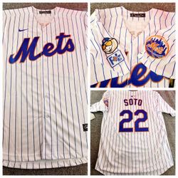New York Mets Juan Soto White Mr. Mets Baseball Jersey NWT Medium - 3XL