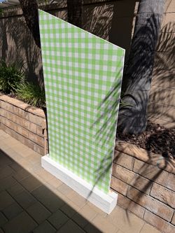 green gingham backdrop