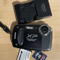 Fujifilm Finepix XP50 Black Digital Camera - Tested Works  Flash zoom video photo all working. Includes Charger, battery and memory card