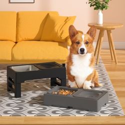 Dog Double Bowls Stainless Stand with Adjustable Height