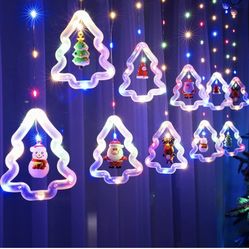 9.84Ft Battery Operated Tree String Light with 10 Cute DIY Christmas Decor, 120 LED with Flashing Fairy Lights for Indoor Outdoor Garden Party Bedroom