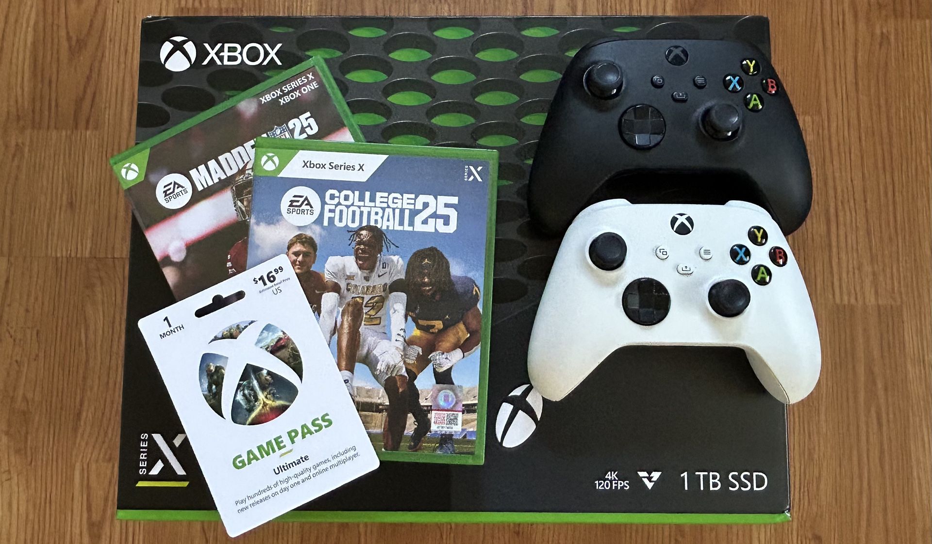 Xbox Series X Bundle (2 Controllers, Madden 25, NCAA Football 25, 1 Month Game Pass)