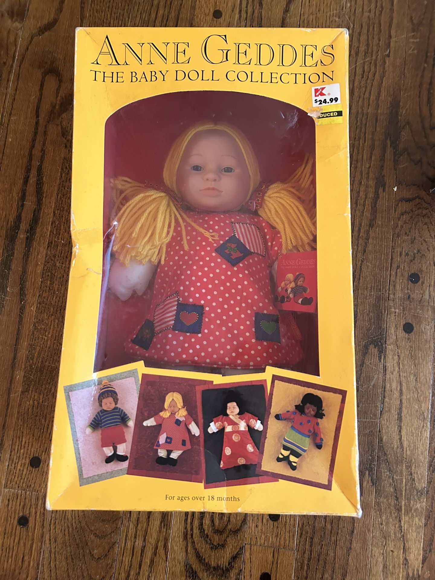 Cute NEW Vintage Anne Geddes The Baby Doll Collection Red Patchwork Dress Baby Doll